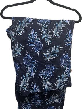 Women’s 2X Navy Blue Tropical Leaf Print Dress Pants Croft & Barrow